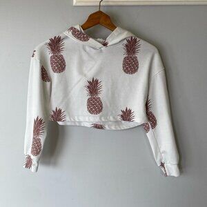 Shein crop top hoodie sweater girls youth size 10 pineapple pattern
